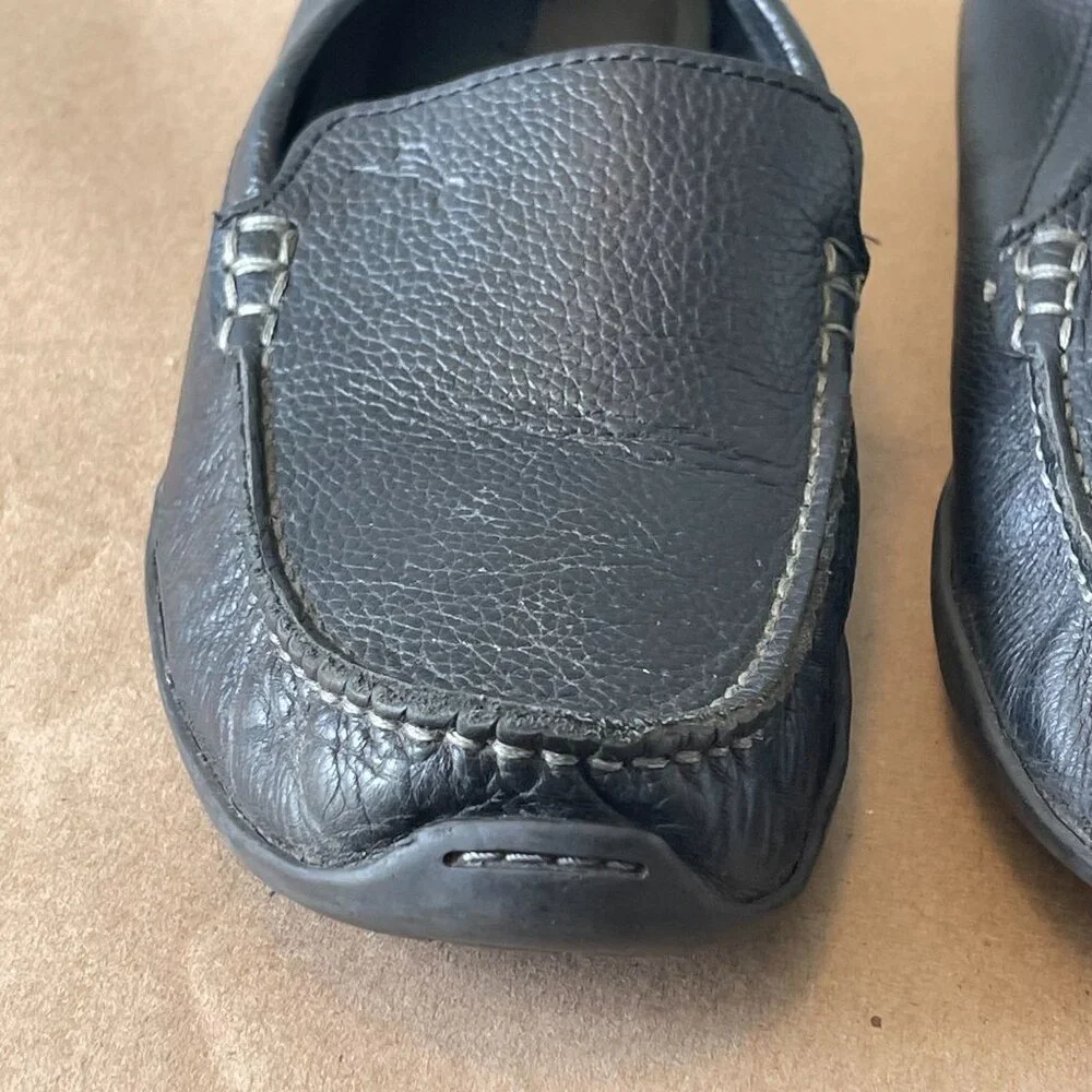Mens Tommy Bahama  71/2 D Orion Leather Loafers Black Slip-On‎ Casual Shoes